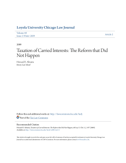 Taxation of Carried Interests: The Reform that Did Not Happen
