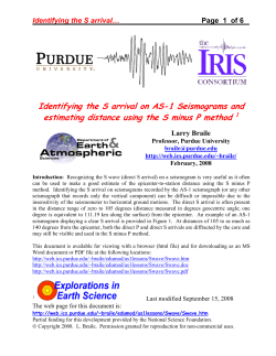 Identifying the S arrival on AS-1 Seismograms