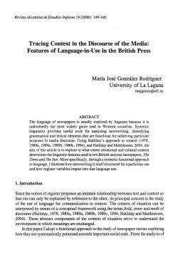 Tracing Context in the Discourse of the Media: Features of