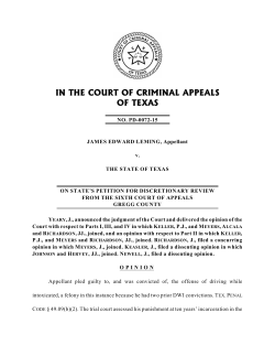 Leming v. Texas :: 2016 :: Texas Court of Criminal Appeals