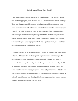 Historia Vincit Omnia - Society for Classical Studies