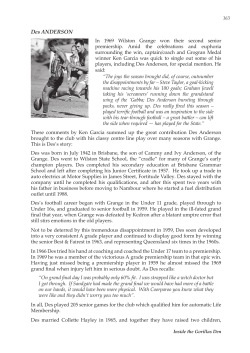 Des ANDERSON - Wilston Grange Australian Football Club