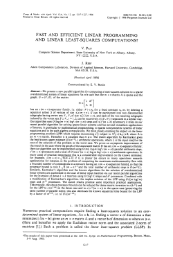 FAST AND EFFICIENT LINEAR PROGRAMMING AND LINEAR