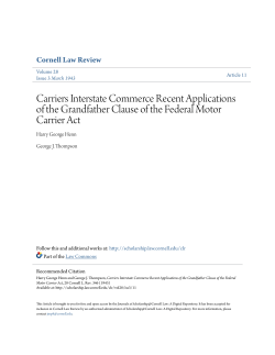 Carriers Interstate Commerce Recent Applications of the