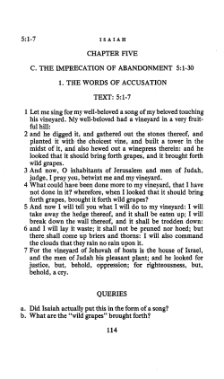 CHAPTER FIVE C. THE IMPRECATION OF ABANDONMENT 5:1