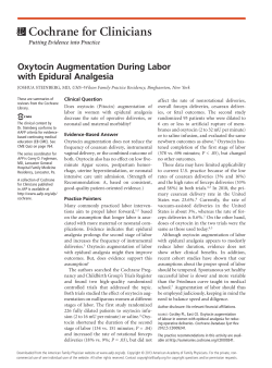 Oxytocin Augmentation During Labor with Epidural Analgesia