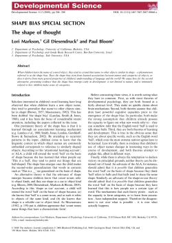 SHAPE BIAS SPECIAL SECTION The shape of thought Lori