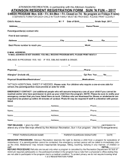 2017 Sun `N Fun Registration Form for Atkinson Residents