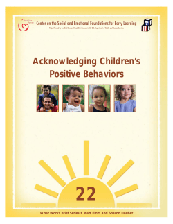 Acknowledging Children`s Positive Behaviors - CSEFEL
