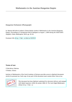 Mathematics in the Austrian-Hungarian Empire - DML-CZ