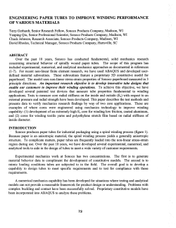 ENGINEERING PAPER TUBES TO IMPROVE WINDING