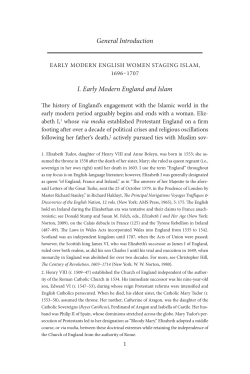 General Introduction I. Early Modern England and Islam