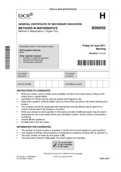 Unit B392/02 - Methods in mathematics 1