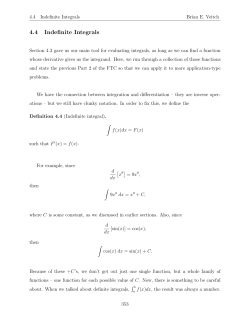 4.4 Indefinite Integrals
