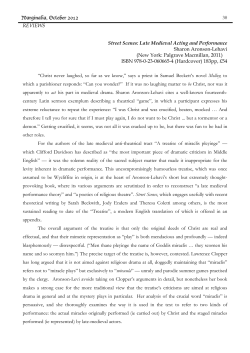 30 Marginalia, October 2012 REVIEWS Street Scenes: Late