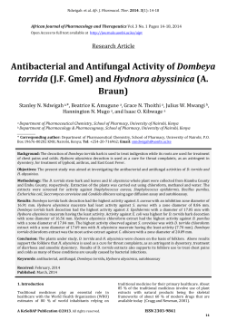 Antibacterial and Antifungal Activity of Dombeya torrida