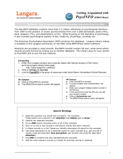 Getting Acquainted with PsycINFO (EBSCO)