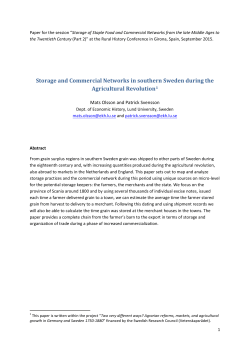 Storage and Commercial Networks in southern Sweden during the