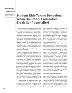 Student Risk-taking Behaviors: When Do School Counselors Break
