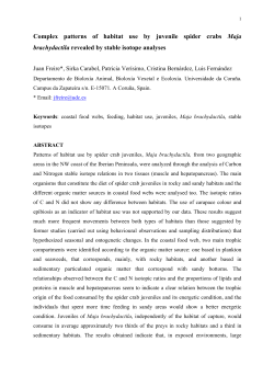 Complex patterns of habitat use by juvenile spider crabs Maja