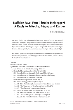 L`affaire Faye: Faut-il br&ucirc;ler Heidegger? A Reply to
