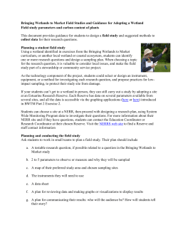 Bringing Wetlands to Market Field Studies and Guidance for