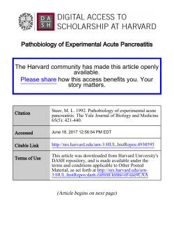 Pathobiology of Experimental Acute Pancreatitis The Harvard