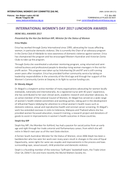 award details 2017 - International Women`s Day Committee of SA Inc.