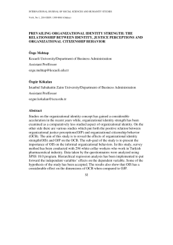 PREVAILING ORGANIZATIONAL IDENTITY STRENGTH: THE