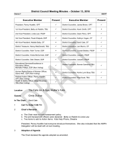 District Council Meeting Minutes &ndash; October 13, 2016 The Falls Inn