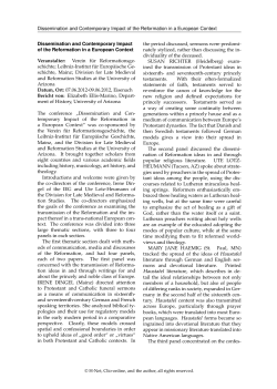 Dissemination and Contemporary Impact of the Reformation in a