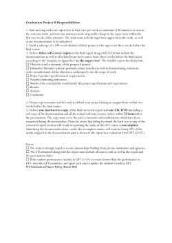 Graduation Project II Responsibilities: 1. Start meeting with your