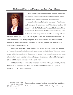 Holocaust Survivor Biography: Ruth Kapp Hartz