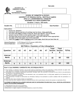 SECTION A: Chemistry of the Lithosphere Question A1 A2 A3 A4 A5
