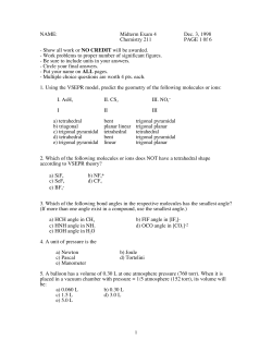 1 NAME: Midterm Exam 4 Dec. 3, 1998 Chemistry 211 PAGE 1 0f 6
