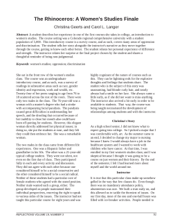 The Rhinoceros: A Women`s Studies Finale