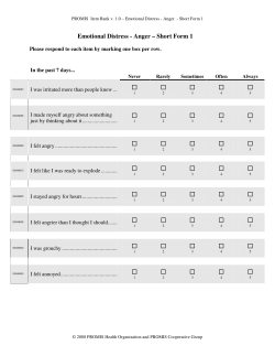 Emotional Distress - Anger &ndash; Short Form 1