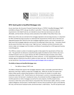 NFCC Quick guide to Qualified Mortgage rules