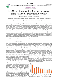 Bio-Mass Utilization for Bio-Gas Production using Anaerobic