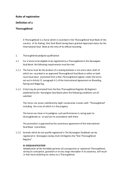 Rules of registration Definition of a Thoroughbred