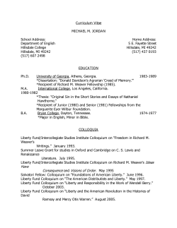 Curriculum Vitae - Hillsdale College