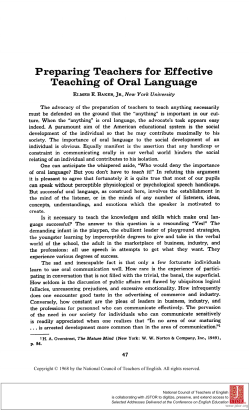 Preparing Teachers for Effective Teaching of Oral Language