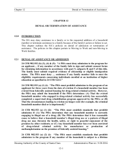 Chapter 12 Denial or Termination of Assistance Housing Authority of