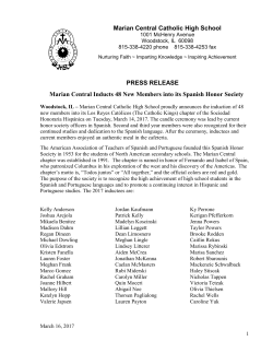 Marian Central Announces 48 New Members Inducted into the