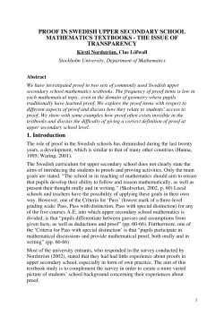 PROOF IN SWEDISH UPPER SECONDARY SCHOOL