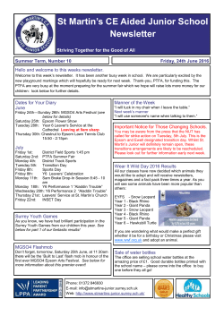 St Martin`s CE Aided Junior School Newsletter