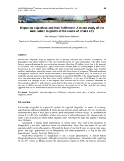 Migration objectives and their fulfillment: A micro study of the rural