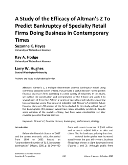 A Study of the Efficacy of Altman`s Z To Predict Bankruptcy
