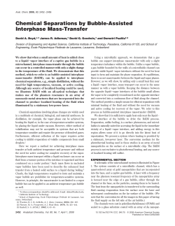 Chemical Separations by Bubble-Assisted Interphase Mass