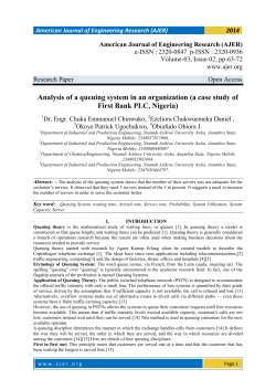 Analysis of a queuing system in an organization (a case study of